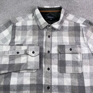 Jeremiah Shirt Mens Large Gray Plaid Wool Blend Flannel Heavyweight Shacket Barn